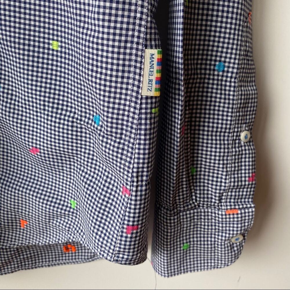 Manuel Ritz Button Down Check L/S Shirt Blue 40 - Picture 6 of 9